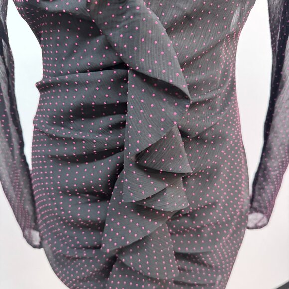 NBD Black Polka Dot Ruffle Mini Dress | XS EUC - Picture 4 of 7